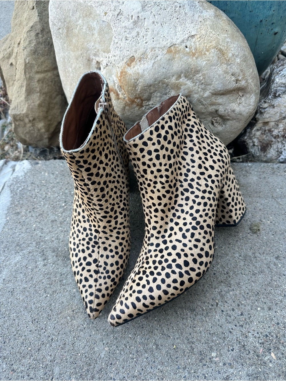 Leopard Print Pointed Toe Ankle Boots - by Jeffery Campbell